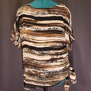 3/$20 Dana Buchman Black and Brown Patterned Blouse